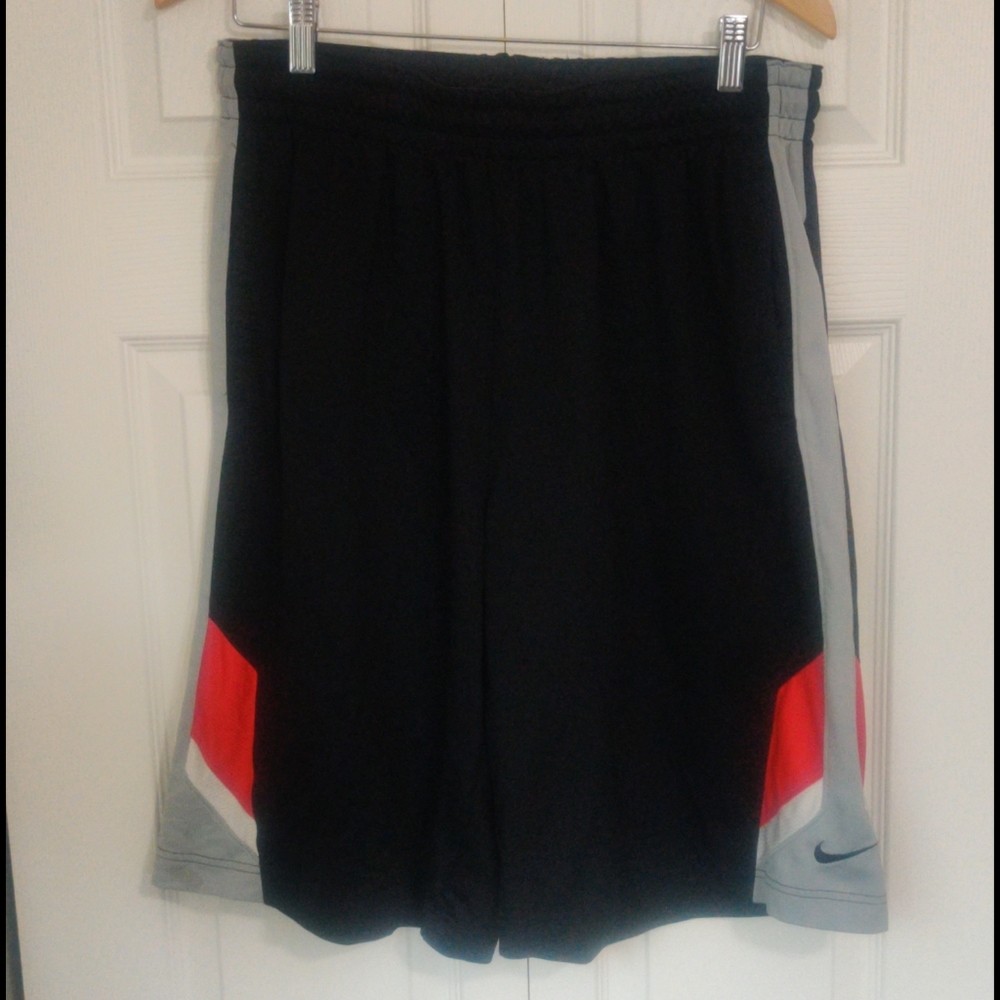 Large Nike Basketball Shorts Black Grey and Red